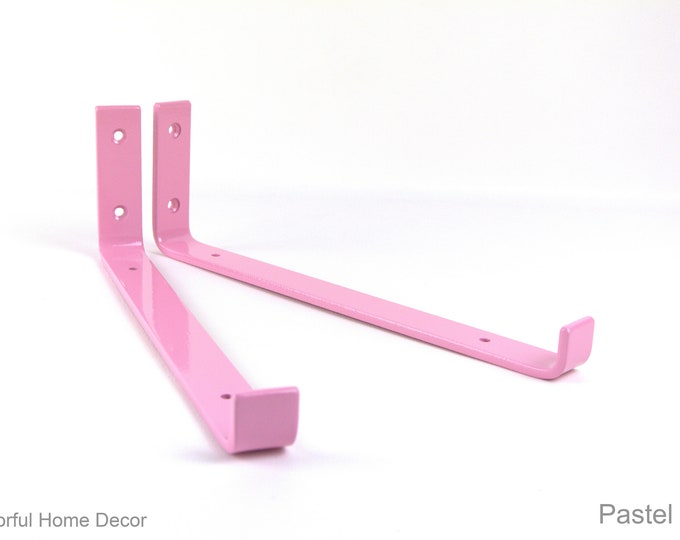 Colorful Steel Shelf Bracket - Free Shipping - Floating Heavy Duty Bracket - Colorful Shelving - Pastel Pink Color