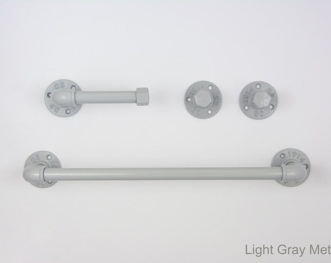 Industrial Bathroom Accessories 4pcs Set, Toilet Paper Holder, Pipe Towel Holder, Pipe Hooks, Bathroom Set
