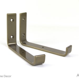 フローティングスチールシェルフブラケット - 送料無料 - カラフルなオープンシェルフブラケット - 頑丈 - J型 - 古びた真鍮