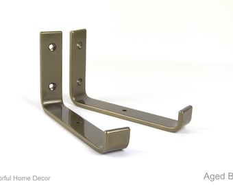 Soporte flotante de acero para estante - Envío gratuito - Soporte abierto colorido - Resistente - Forma de J - Latón envejecido