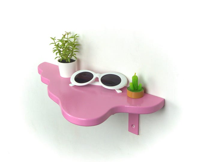 Wavy Shelf - Pastel Pink Shelf, Maximalist Decor, Danish Pastel, Wall Mounted Shelf, Colorful Home Decor