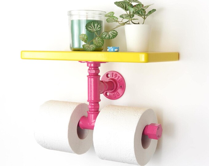 Double Toilet Paper Holder with Colorful Shelf – Elegant Bathroom Accessory for Storage & Decor – Ideal Gift for New Home, Choose Your Color