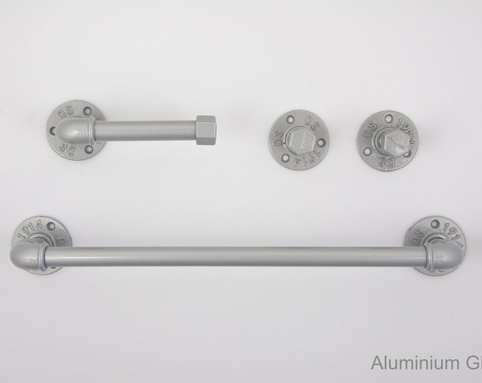 Pipe Bathroom Set 4pcs , Pipe Towel Rack, Toilet Roll Holder, Towel Hook, Wall Hook, Industrial Bathroom, Home Organization