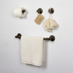 Pipe Bathroom Set 4pcs , Pipe Towel Rack, Toilet Roll Holder, Towel Hook, Wall Hook, Industrial Bathroom, Home Organization image 3