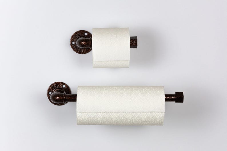 Toilet Roll Holder, Paper Towel Holder, Towel Rack, Urban Decor, Space Saver, Color Pictured Antique Copper image 5