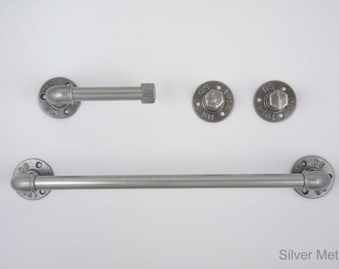 Pipe Bathroom Set 4pcs , Pipe Towel Rack, Toilet Roll Holder, Towel Hook, Wall Hook, Industrial Bathroom, Home Organization