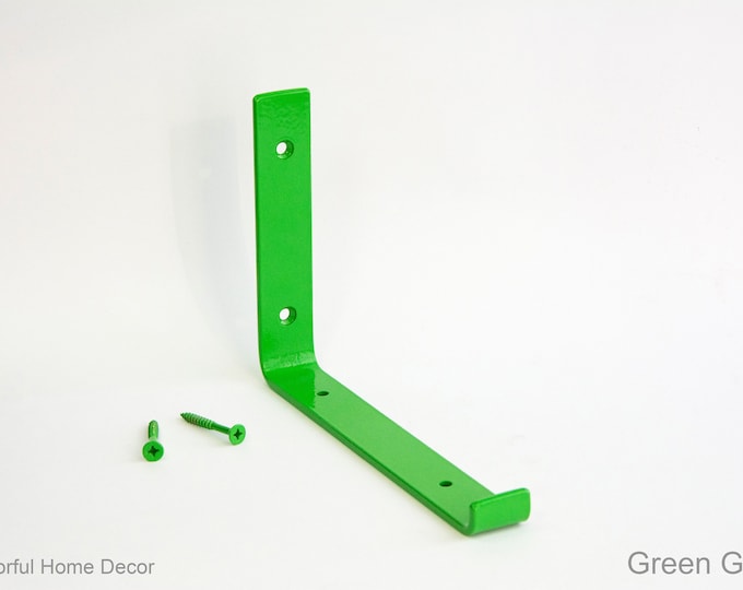 Steel Brackets Green Gloss Powder Coated - Newest J Design - Heavy Duty Bracket - Shelf Brackets -  Open Shelving - Steel Corbel