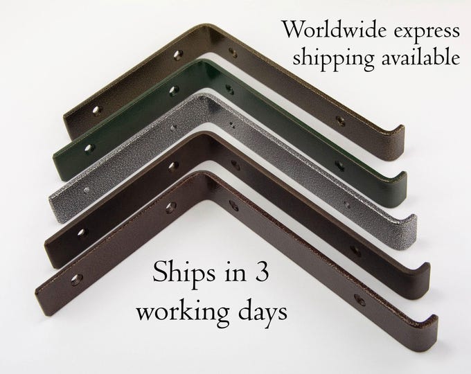 Steel Bracket Antique Textured Powder Coated -  Heavy Duty Brackets - Shelf Brackets -  Open Shelving - Srews Included