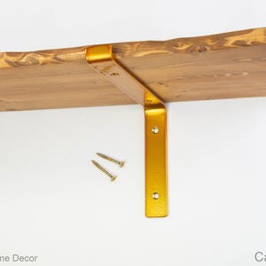 Steel Brackets  Candy Gold Powder Coated -  Heavy Duty Brackets - Shelf Brackets -  Open Shelving -  Screws Included - Metal Brackets