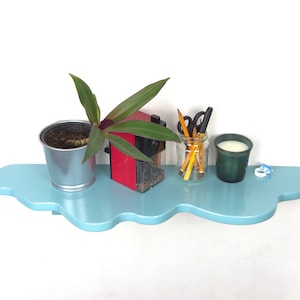 Light Blue Wavy Shelf - Floating Plant Shelf, Bohemian Home Decor, Wall Mounted Shelf, Danish Pastel image 3