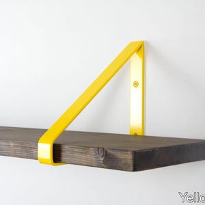 Modern Steel Shelf Bracket for Storage Solutions - Color Pictured Yellow Gloss - Handmade Durable and Colorful Design image 1