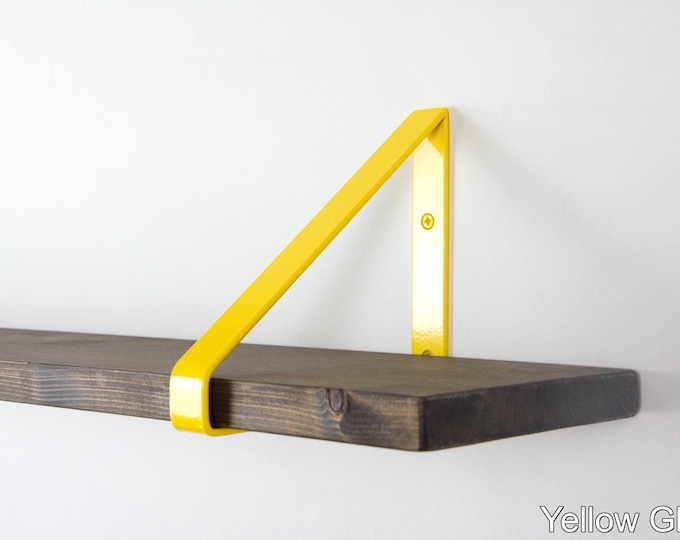 Modern Steel Shelf Bracket for Storage Solutions - Color Pictured Yellow Gloss - Handmade Durable and Colorful Design