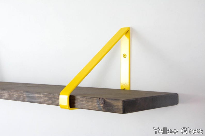 Modern Steel Shelf Bracket for Storage Solutions - Color Pictured Yellow Gloss - Handmade Durable and Colorful Design image 1
