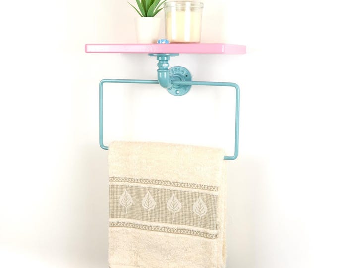 Pastel Towel Hanger with Shelf - Stylish Bathroom Organizer for Towels and Essentials, Perfect Gift for Decor Lovers, Choose Your Colors