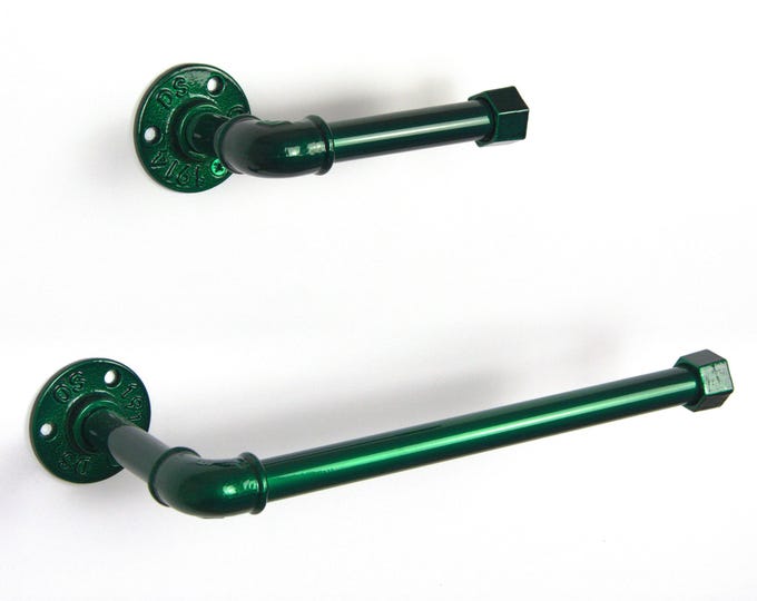 Toilet Paper Holder, Paper Towel Holder, Towel Rack, Industrial Bathroom, Space Saver, Color Pictured Candy Green