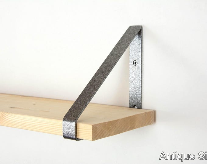 Wall Shelf Bracket - Color Pictured Antique Silver - Sturdy Metal Bracket for Living Room or Kitchen Storage Gift