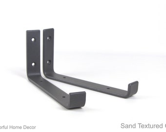 Pływający stalowy wspornik półki – rustykalny, wytrzymały wspornik – darmowa wysyłka – wykończenie w kolorze piaskowo-szarym
