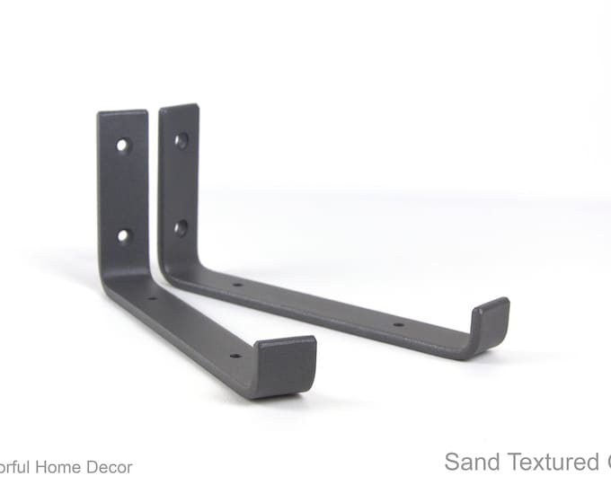 Floating Steel Shelf Bracket - Rustic Heavy-Duty Bracket - Free Shipping - Sand Textured Gray Finish