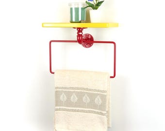 Square Towel Hanger with Shelf - Space-Saving Bathroom Organizer for Towel and Accessories - Perfect Gift for Bathroom Decor