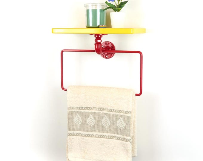 Square Towel Hanger with Shelf - Space-Saving Bathroom Organizer for Towel and Accessories - Perfect Gift for Bathroom Decor