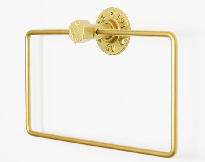 Towel Holder Square Ring, Gold/Brass Swing Towel Ring, Stylish Bathroom Decor for Organized Spaces, Unique Gift for Homeowners