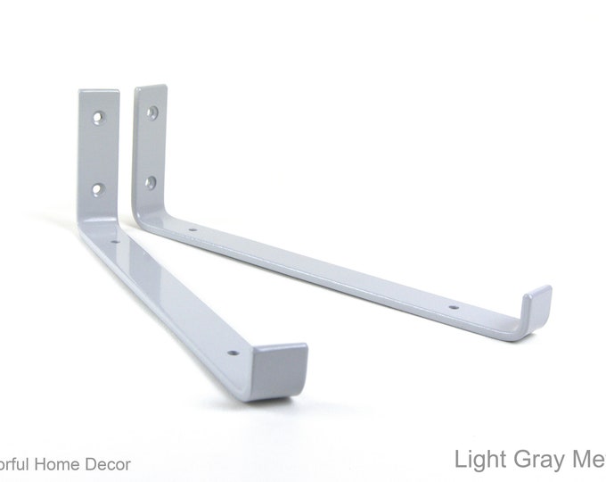 Rustic Steel Shelf Bracket - Free Shipping - Floating Heavy-Duty Bracket - Light Gray Metallic