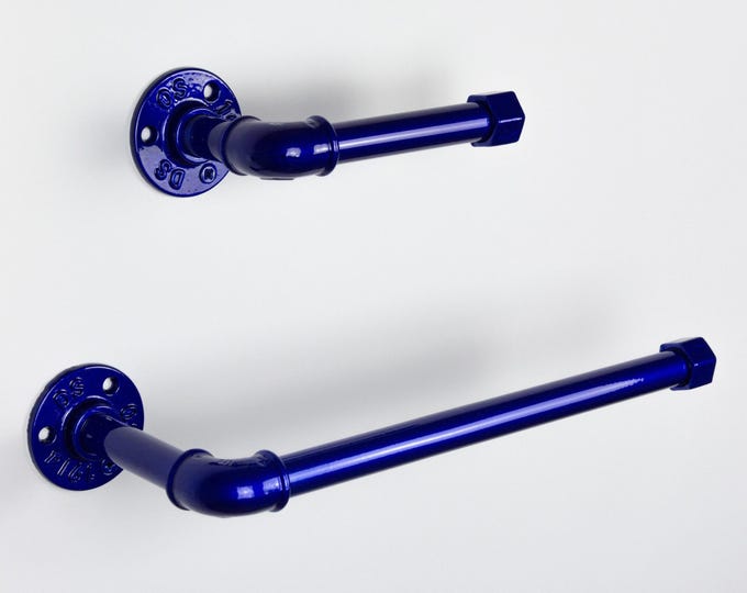 Toilet Tissue Holder, Paper Towel Holder, Towel Rack, Steampunk Bathroom, Bathroom Decor, Color Pictured Candy Blue