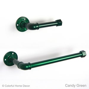 Toilet Paper Holder, Paper Towel Holder, Towel Rack, Industrial Bathroom, Space Saver, Color Pictured Candy Green