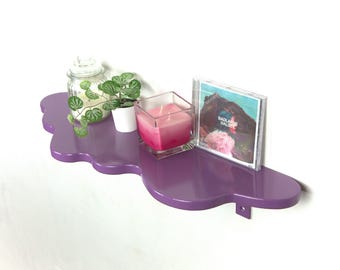 Estante ondulado hecho a mano - Estante violeta, estante para plantas, decoración colorida para el hogar, estante de pared, pastel danés