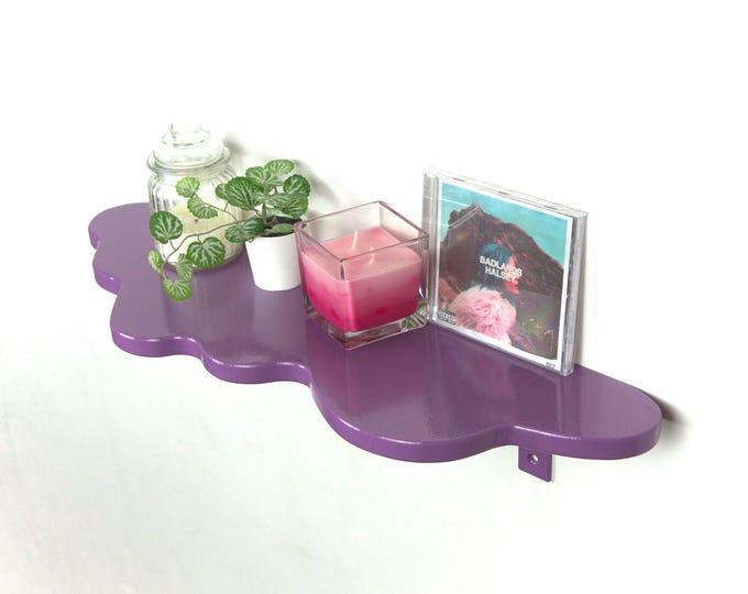 Handmade Wavy Shelf - Violet Shelf, Plant Shelf, Colorful Home Decor, Wall Mounted Shelf, Danish Pastel