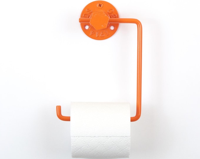 Toilet Paper Holder, Modern Wall Mount Bathroom Accessory, Color Pictured Orange Gloss