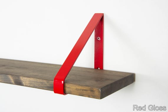 Handmade Modern Shelf Bracket - Color Pictured Red Gloss - Steel Triangle Design for Unique Wall Shelving Solutions