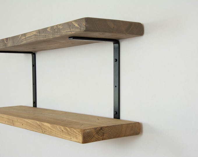 Double Shelf Steel Brackets, Powder Coated Newest U/C Shape Design - Heavy Duty Bracket, Double Shelving, Organization, Hardware Included