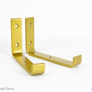 Floating Steel Shelf Bracket - Open Shelving Bracket - Heavy Duty - Free Shipping - Gold/Brass Color