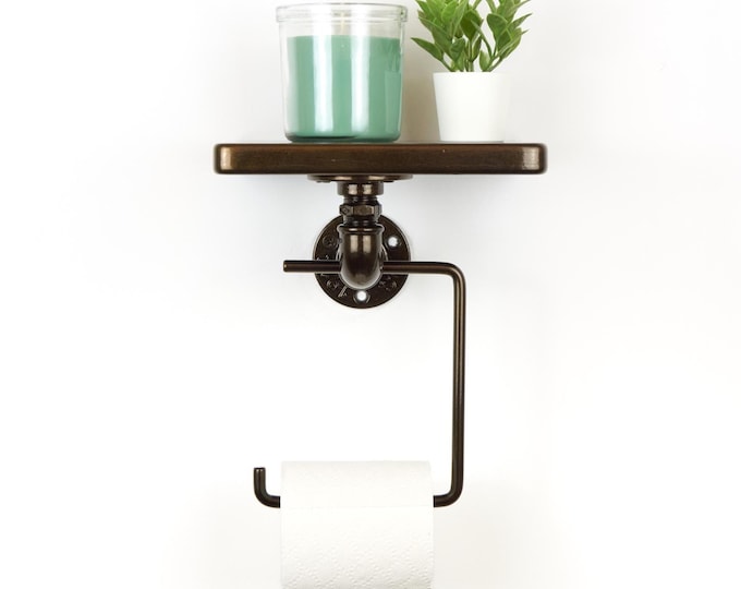 Toilet Paper Roll Holder with Shelf - Minimalist Bathroom Accessory, Home Decor Gift, Color Pictured - Oil Rubbed Bronze