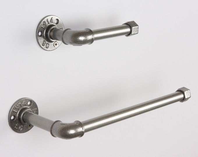Toilet Paper Holder, Paper Towel Holder, Towel Rack, Industrial Bathroom, Rustic Home Decor, Color Pictured Silver Metallic