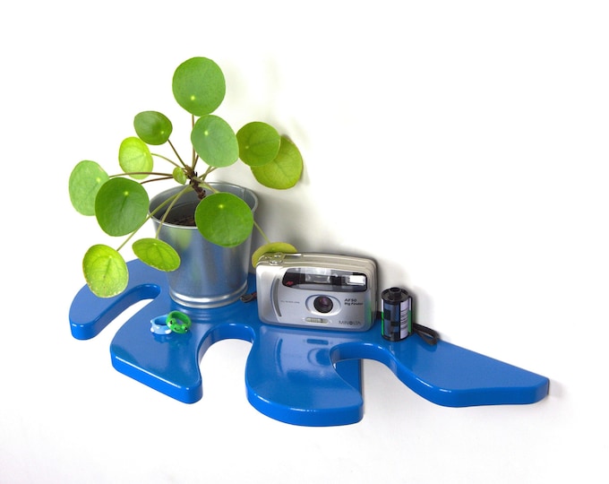 Wall Plant Shelf - Blue Shelf For Plants, Aesthetic Room Decor, Eclectic Decor, Wall Art, Colorful Decor