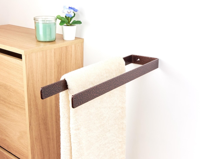 Metal Double Towel Holder – Wall Mounted Bathroom Towel Rack, Home Bath Hardware, Color Pictured - Antique Copper