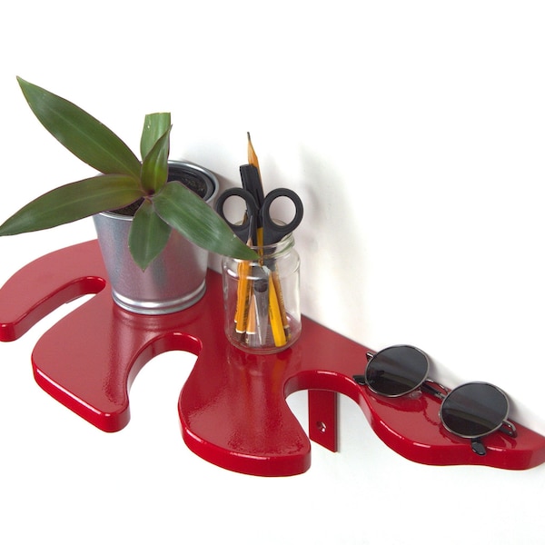 Wall Plant Shelf - Red Hanging Shelf, Wall Art, Funky Decor, Monstera Shelf, Aesthetic Room Decor