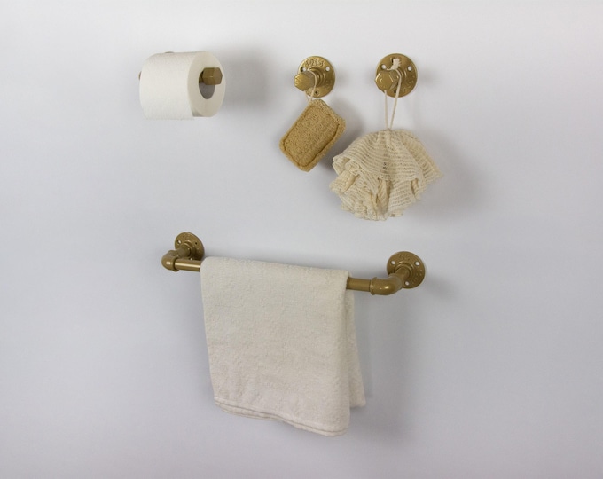 Industrial Bathroom Accessories 4pcs Set, Toilet Paper Holder, Pipe Towel Holder, Pipe Hooks, Bathroom Set, FREE SHIPPING
