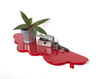 Wavy Shelf - Red Shelf, Maximalist Decor, Cloud Shelf, Wall Mounted Shelf, Colorful Home Decor