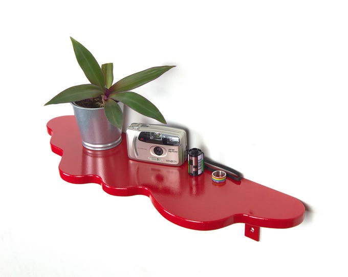 Wavy Shelf - Red Shelf, Maximalist Decor, Cloud Shelf, Wall Mounted Shelf, Colorful Home Decor