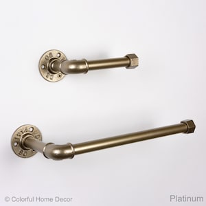 Suporte para papel higiênico, suporte para toalha de papel, toalheiro, banheiro industrial, decoração rústica para casa, cor platina retratada