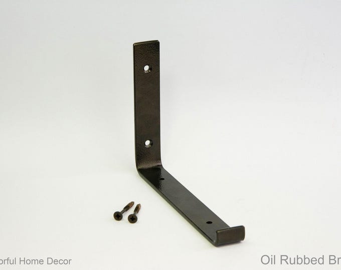 Steel Brackets Oil Rubbed Bronze Powder Coated - Newest J Design - Heavy Duty Brackets - Shelf Brackets -  Open Shelving - Screws Included