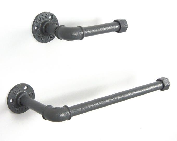 Towel Holder, Toilet Roll Holder, Towel Rack, Bathroom Hardware, Industrial Bathroom, Color Pictured Gray (Textured)