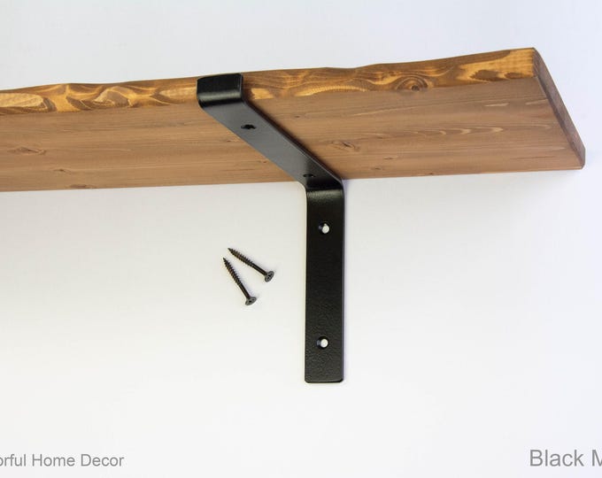 Steel Brackets Black Matte Powder Coated -  Heavy Duty Brackets - Shelf Brackets -  Open Shelving -  Screws Included - Metal Brackets