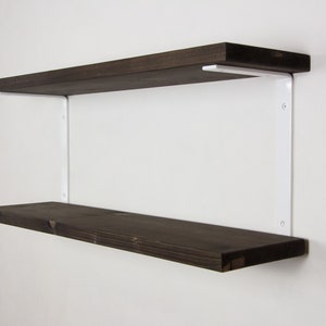 Soportes para estantes con estantes - Blanco brillante - Estantería - Soportes para estantes industriales - Soportes para estantes dobles montados en la pared