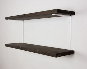 Shelf Brackets With Shelves - White Gloss - Shelving Unit - Industrial Shelf Brackets -  Double Wall Mounted Shelf Brackets