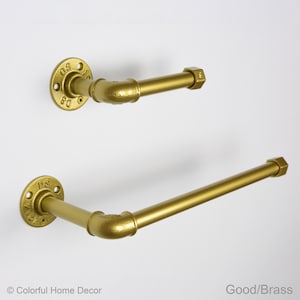 Handtuchhalter, Toilettenpapierhalter, Handtuchhalter, Badezimmer-Hardware, industrielles Badezimmer, Farbe abgebildet Gold / Messing