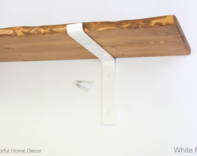 Steel Brackets White Matte Powder Coated -  Heavy Duty Brackets - Shelf Brackets -  Open Shelving -  Screws Included - Metal Brackets